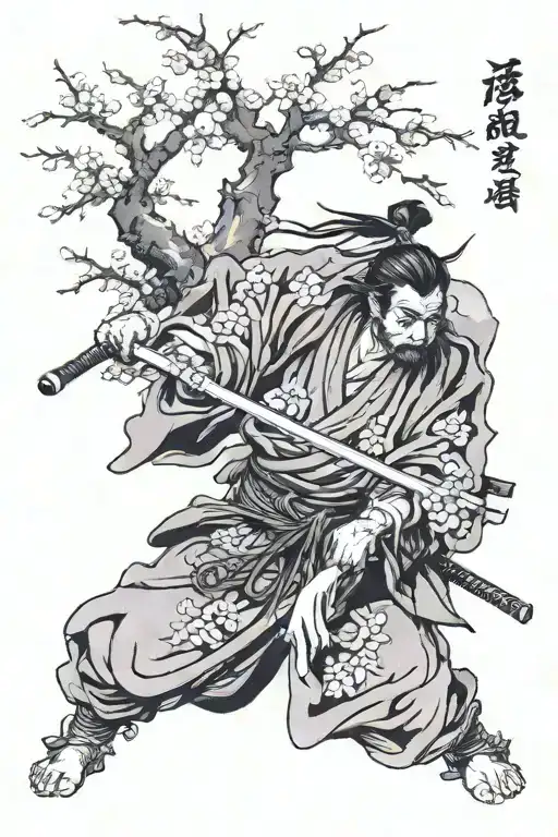 Miyamoto Musashi With Cherry Tree