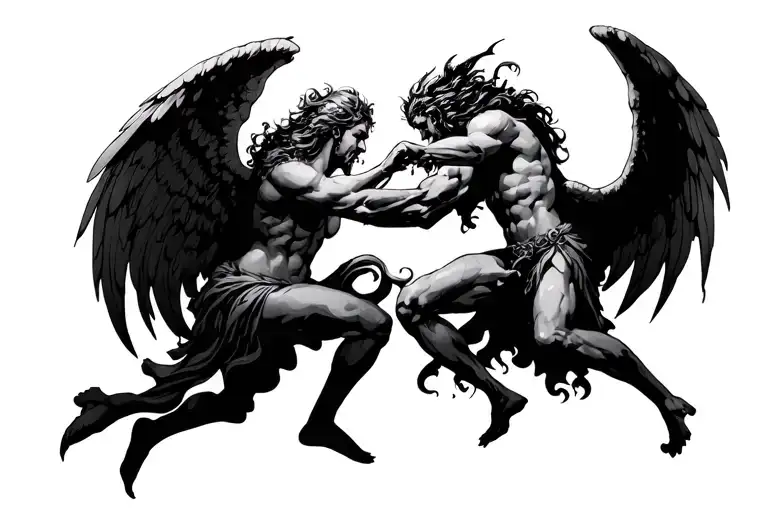 Angel And Demon Fighting
