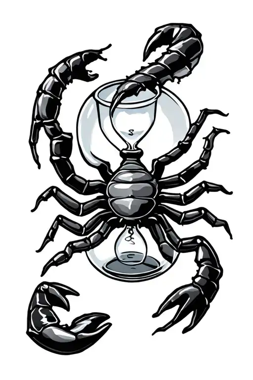 Broken Hour Glass With Scorpion