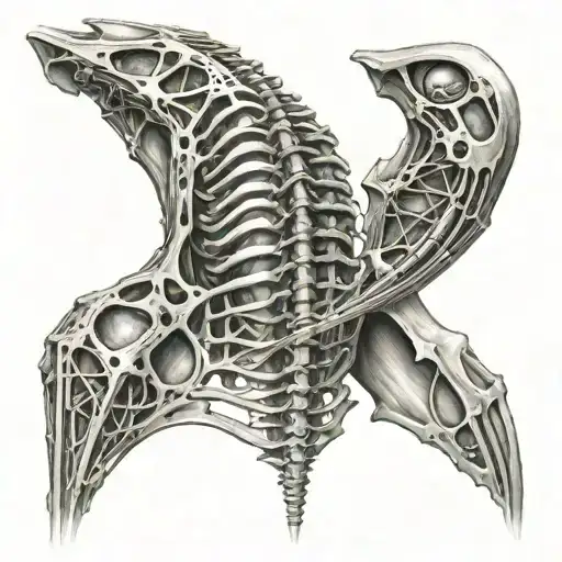 Biomechanics Back Piece Featuring Human Spine In Lower Back