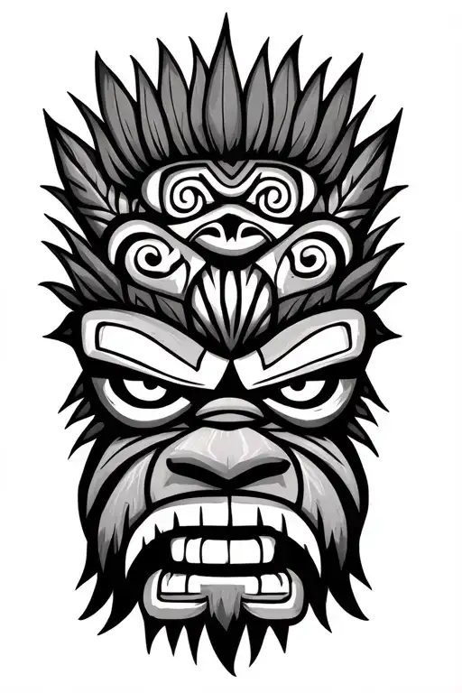 Polynesian Tiki With Maori Symbols On The Forearm And Based On The Aku Aku Of The Crash Bandicoot