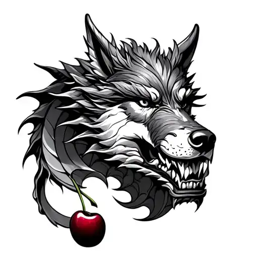 Cherry Roller Dragon With A Wolf