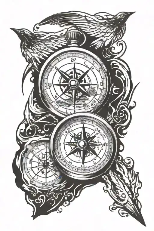 Compass With Plane Flying Away