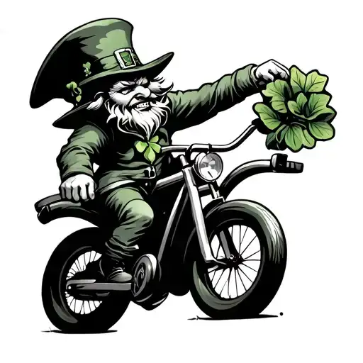 Evil Leprechaun Riding A Bike