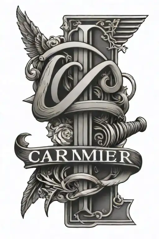 The Word Carmer In Black Letters With Racetrack Background
