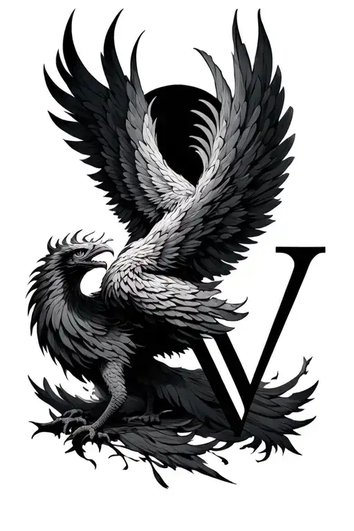 Rising Phoenix With The Letters V V