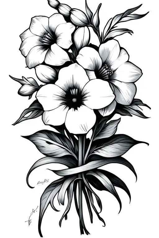 Morning Glory Daffodil Lily Bouquet Tied