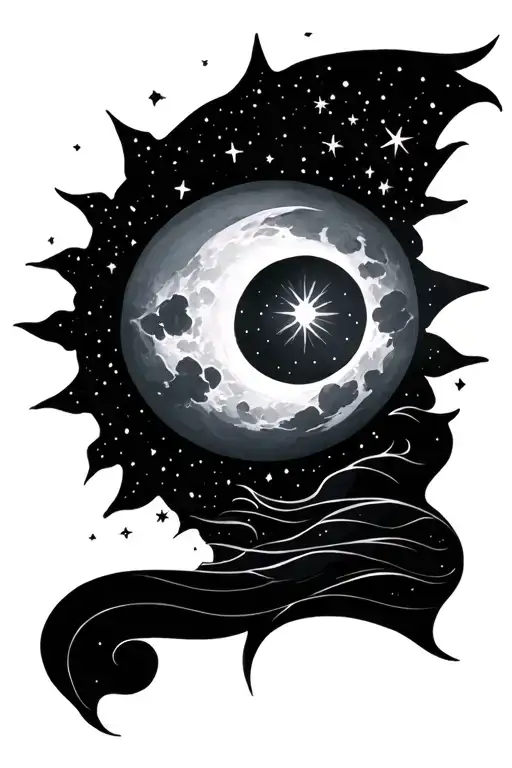 Sun Moon Star Filled Sky