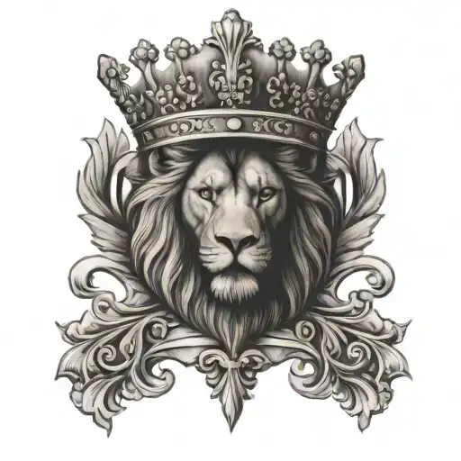 Polish Crown With Cross Surrounded On A Lion