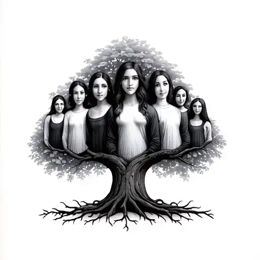 Family Tree With Each Member Represented