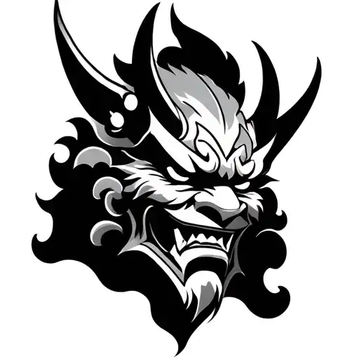 Oni Mask With Clouds