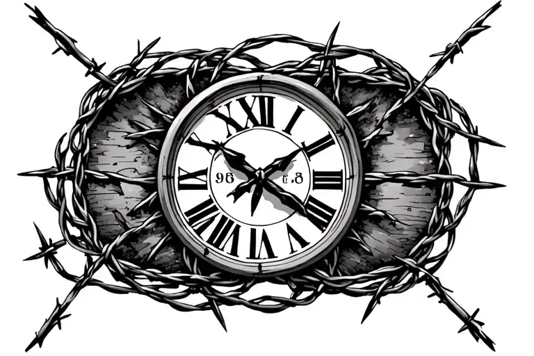 Roman Numeral Date Surrounded By Barbed Wire