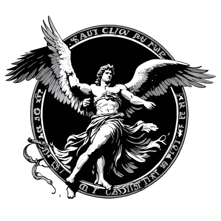 Saint Michael Flying Above Police