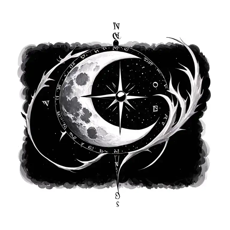 Compass Moon Merging Together