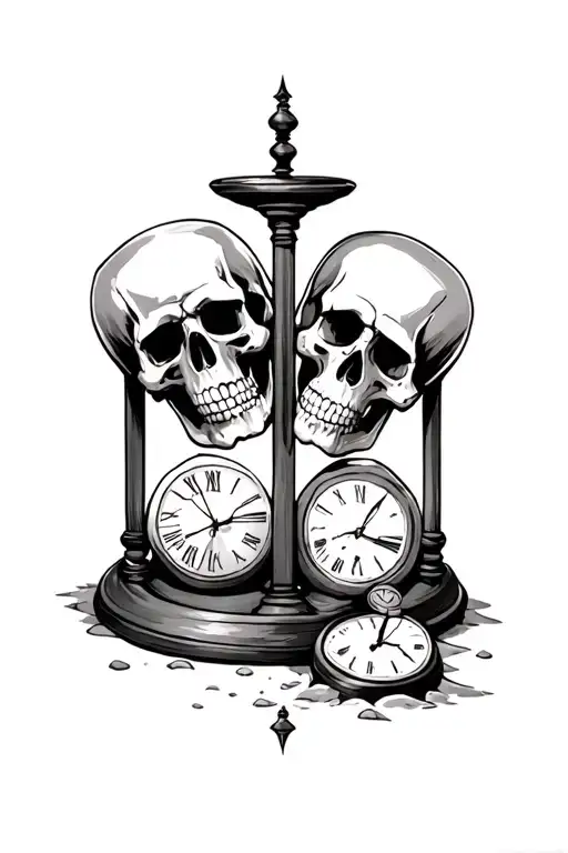 2 Skulls Forming A Sand Clock