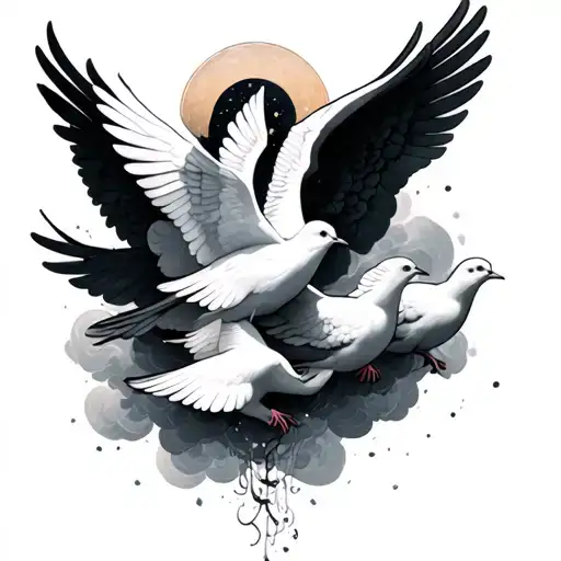 Cloud Formation Shape W 3 Doves And Long Live Angel