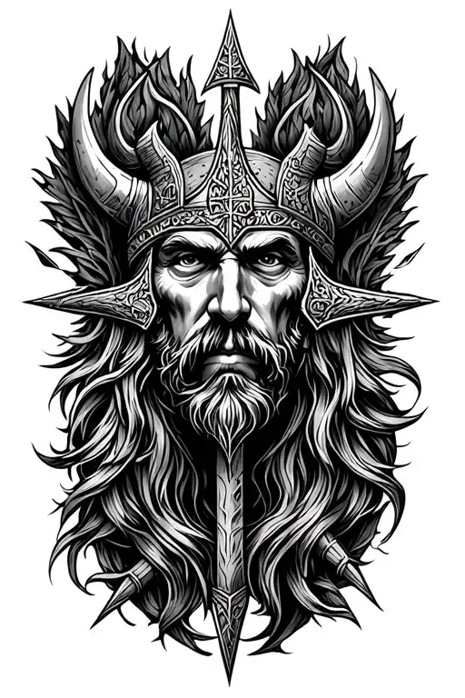 Vegvisir Symbol Surrounded By Viking Designs