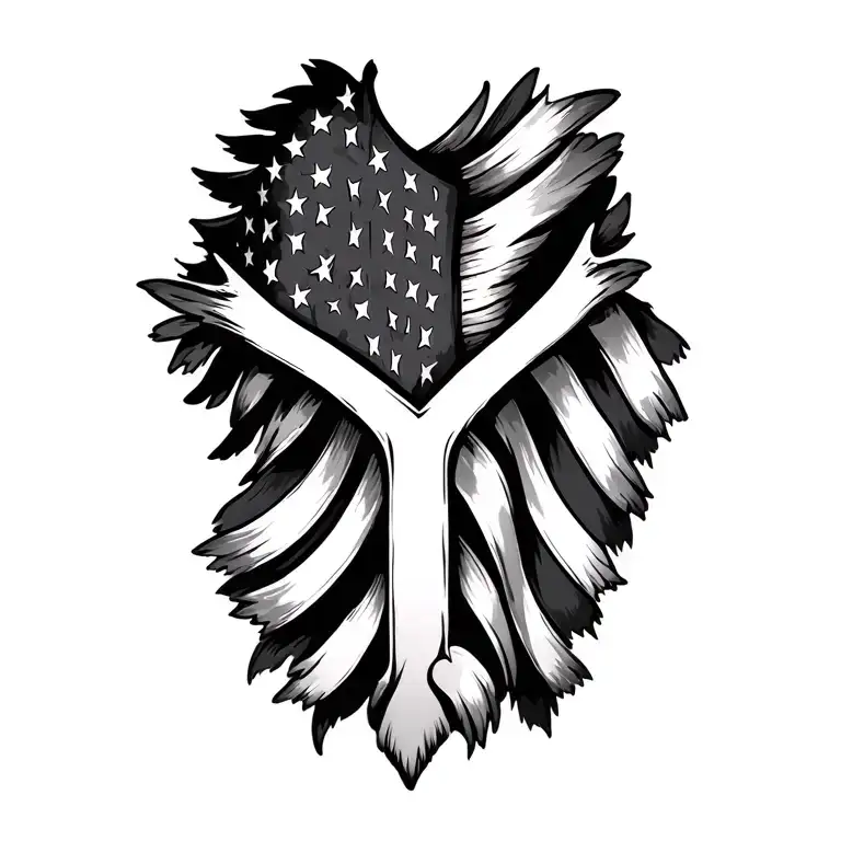 American Flag Cross Thin Nbue Line