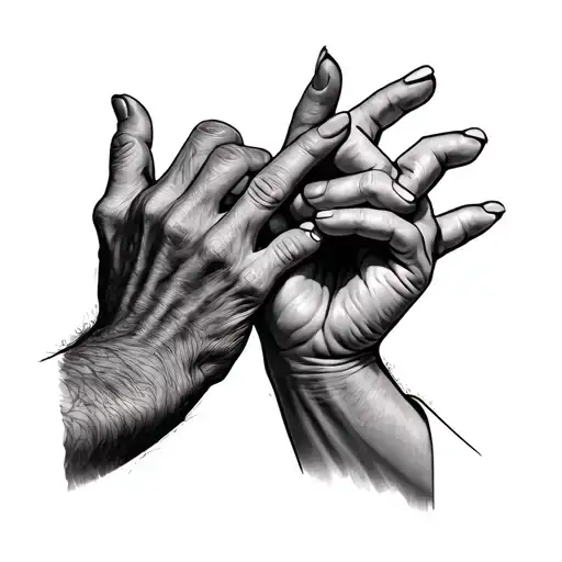 Hand Man And Hand Children Taking At The Finger