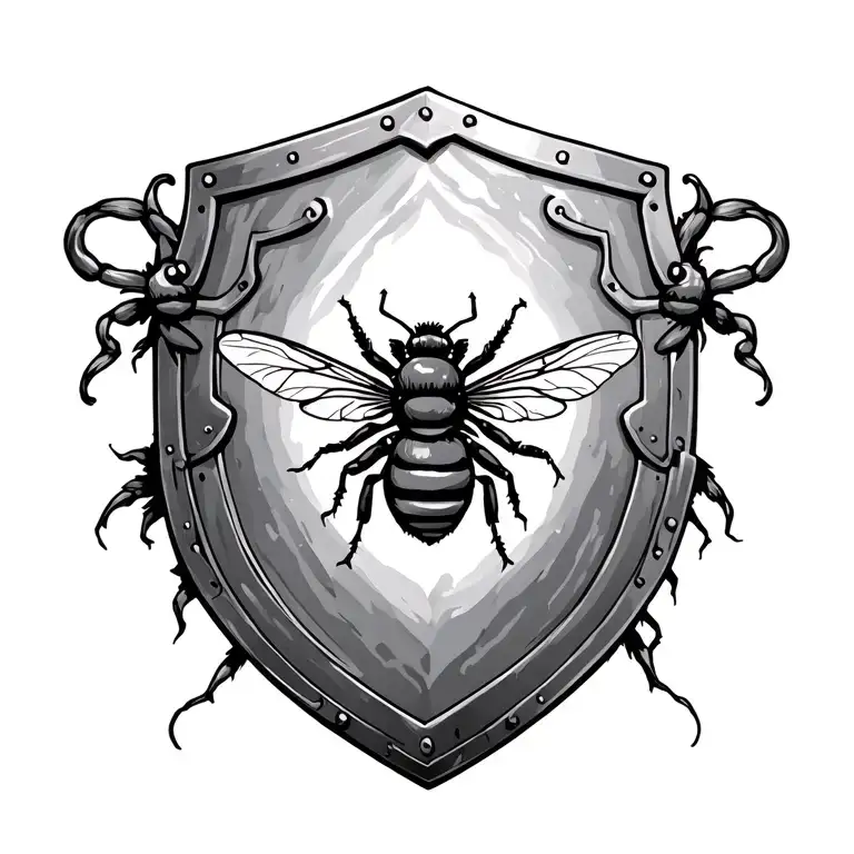 The Metal Shield On Which The Bees Are Depicted