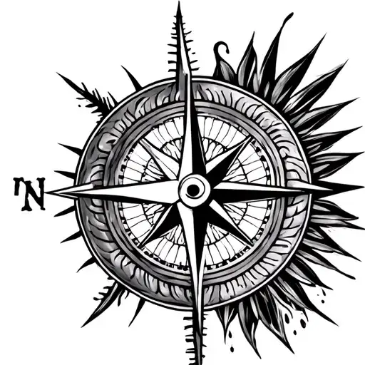 Torres Strait Islander Patterns Integrated With A Broken Compass