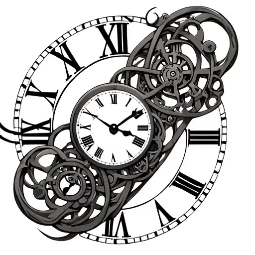 Roman Numeral Clock Mechanism Intertwined
