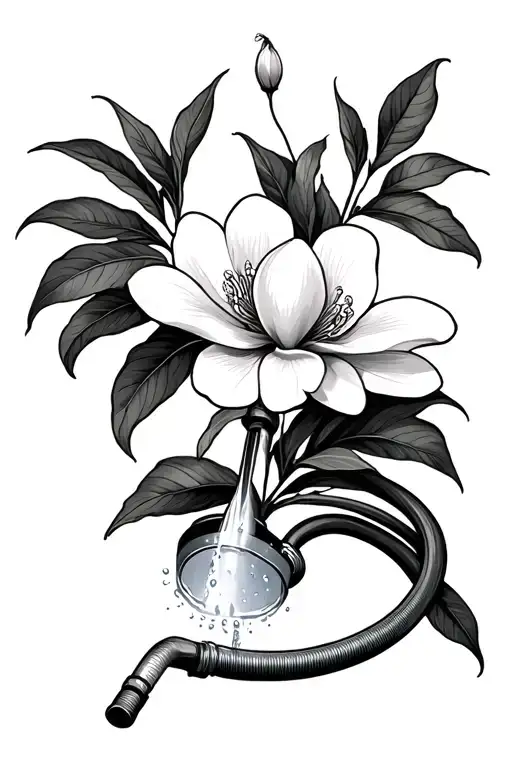 Watering Hose Watering A Southern Magnolia Blossom