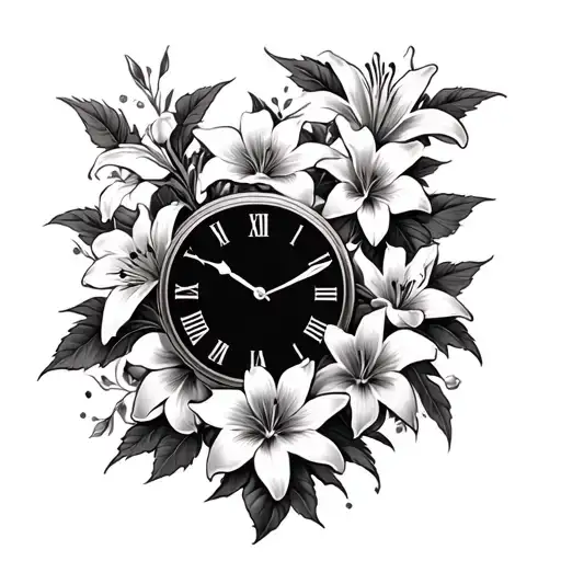 Lillies Roses Clock
