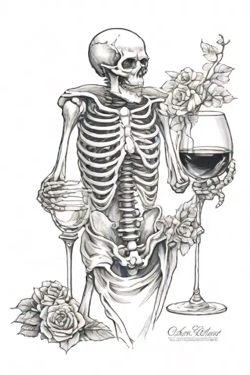 Skeleton And Wine Glasses