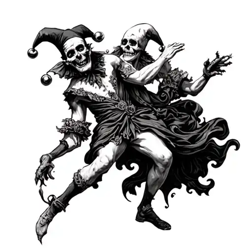 Jester And The Death Dancing Lithography Style