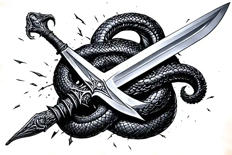 Shattered Longsword With A Serpent Wrapped Around It