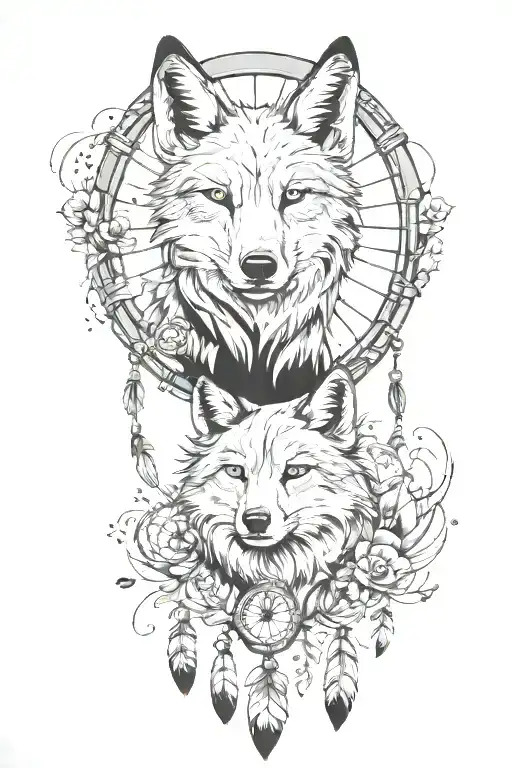 Fox And Wolf Love Dream Catcher