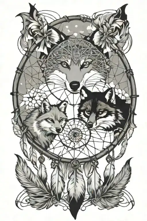 Fox And Wolf Together Dream Catcher