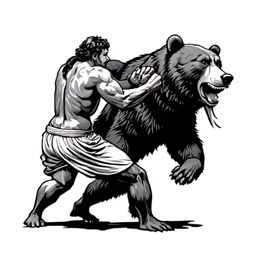 Greek Athlete Fighting A Bear