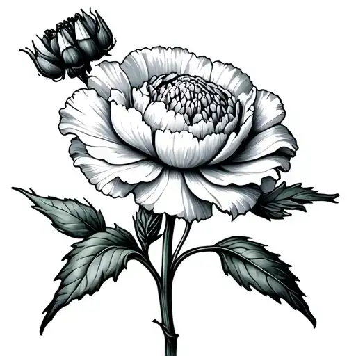 Carnation Flower With 11 Buds And 35 Leaves