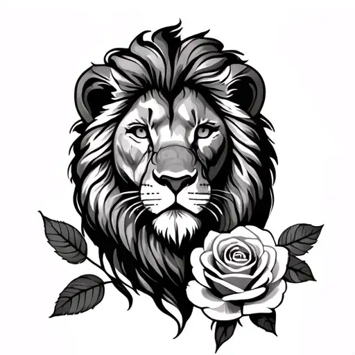 Lion With A Rose Underneath Forearm