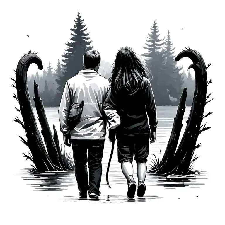 Father And Daughter Walking Daughter Called River