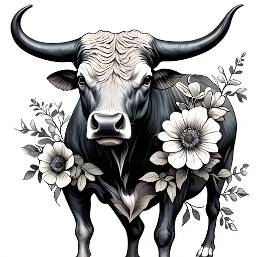 Bull With Flowers