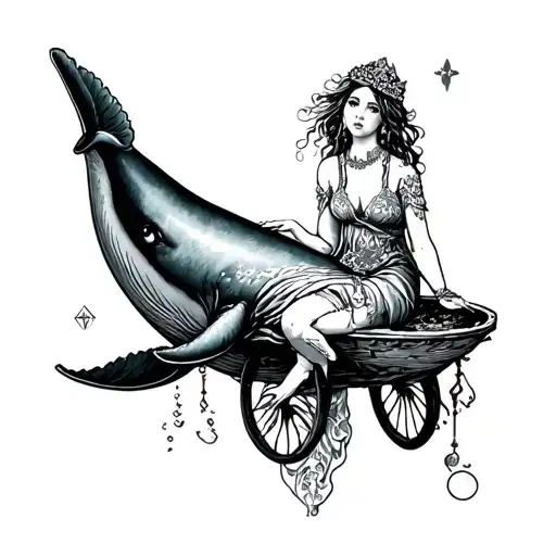 Tarot Cart Woman With Whale - Strenght