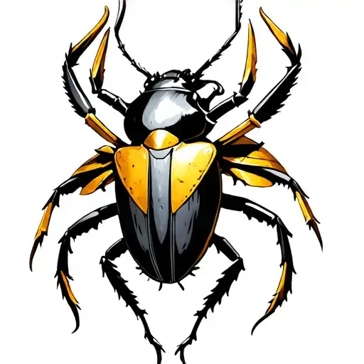 Orus With Golden Armor And Egyptian Beetle