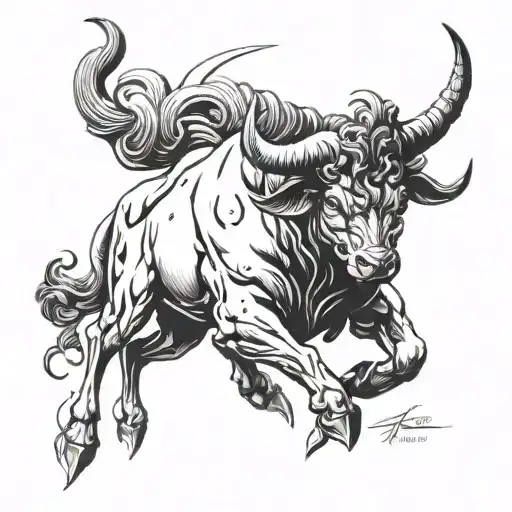 Astrological Taurus In Action Black And White