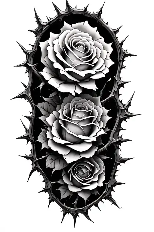 Ripped Holes With Roses Inside Them Wrapped In Thorns