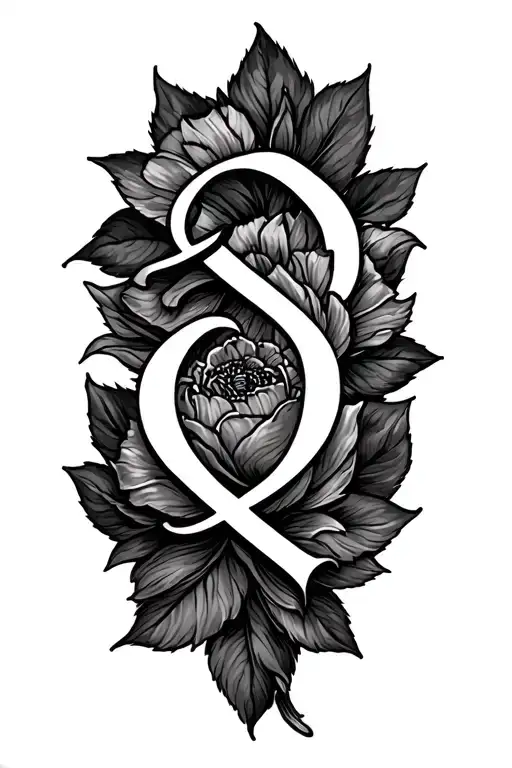 Initial Tattoo Design With 2