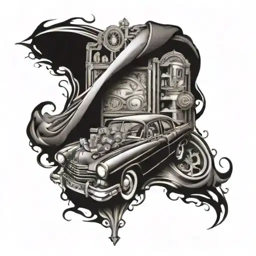 Chicano Style Sleeve Include Money Dice And Car