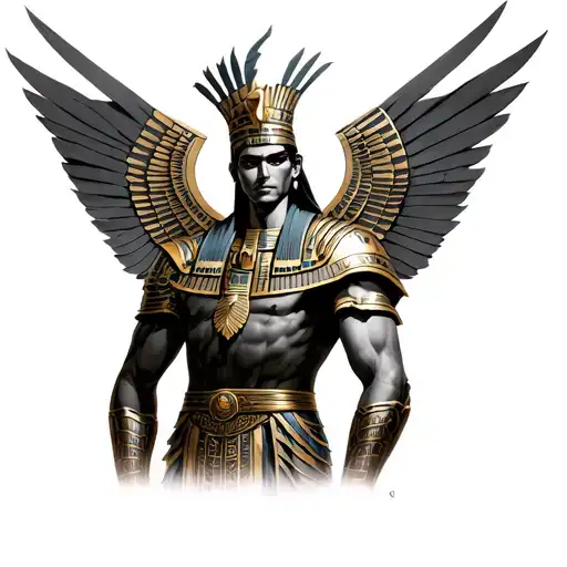 God With Golden Armor And Egyptian Details