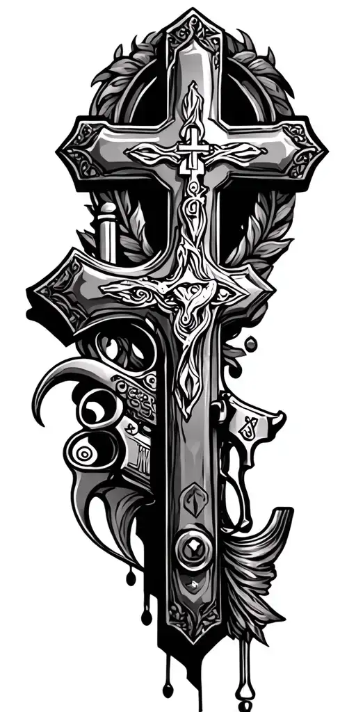 Guns And Religious Cross