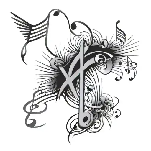 Music Notes Shaped As The Letter X