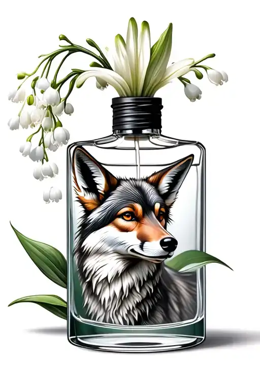 Lily Of The Valley Inside A Perfume Bottle Spraying Out A Coyote