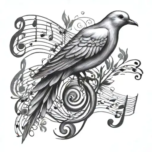 Music Notes Shaped As A Dove