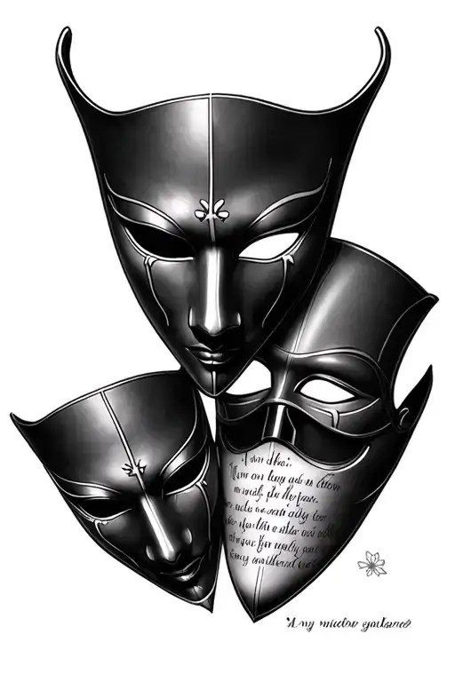 Three Masks Overlapping Eachother With A Quote Strip From My Wrist To Elbow